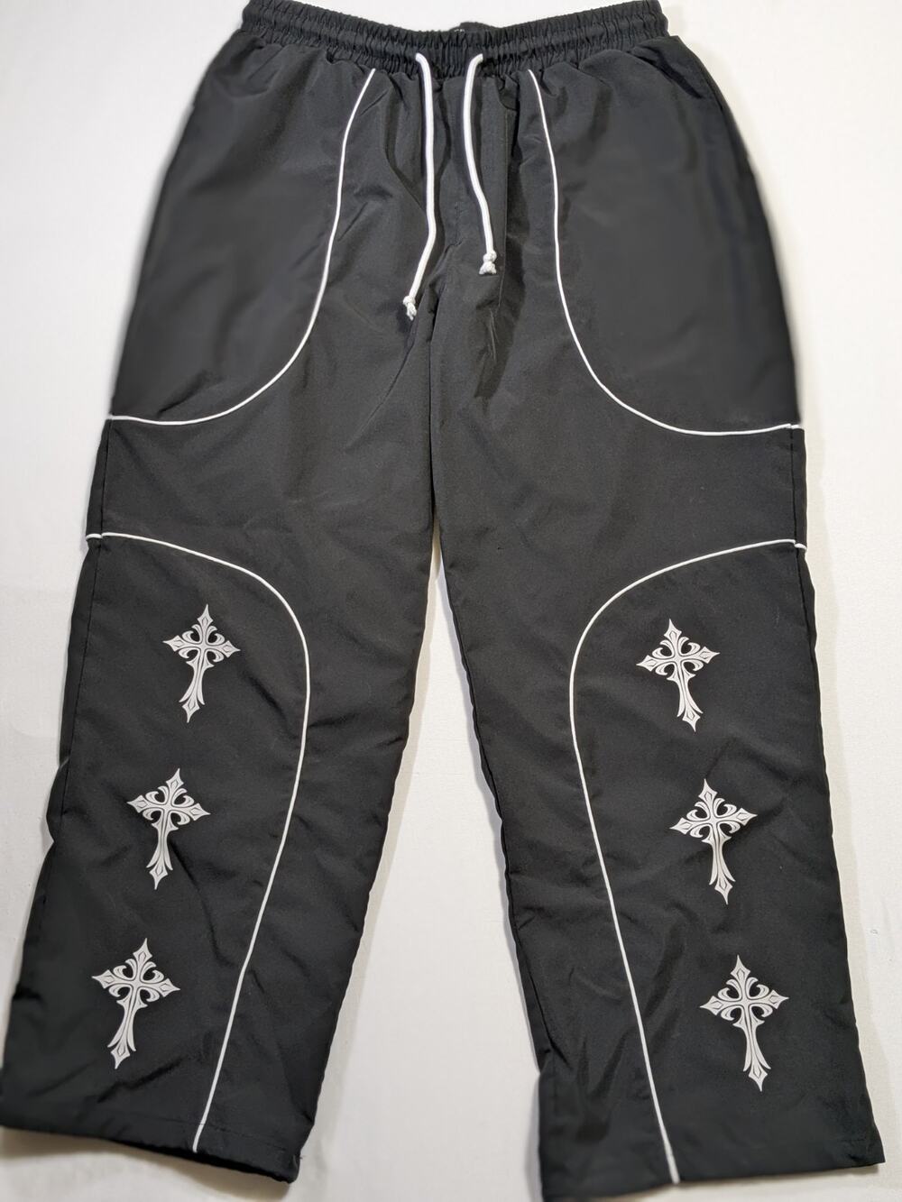 Rebel Vengeance Cross Pants Xl Men's Y2k Gothic Streetwear Baggy Windbreaker